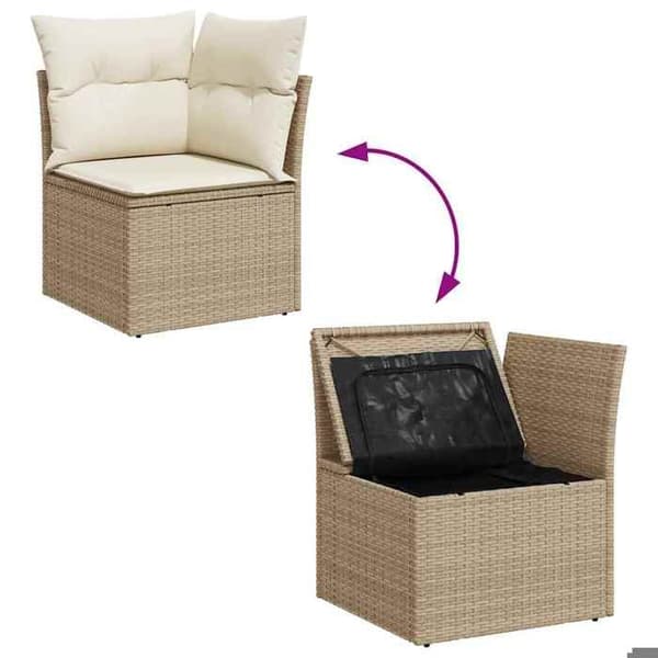 Maison Exclusive - Trädgårdsmöbler med kuddar 5 delar beige flätad resin