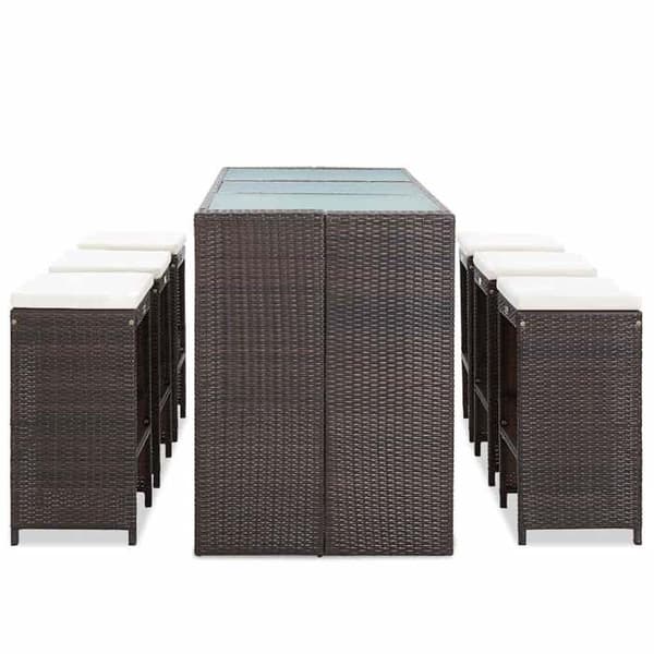 Maison Exclusive - Trädgårdsbarset 7 delar med kuddar, flätad resin, brun