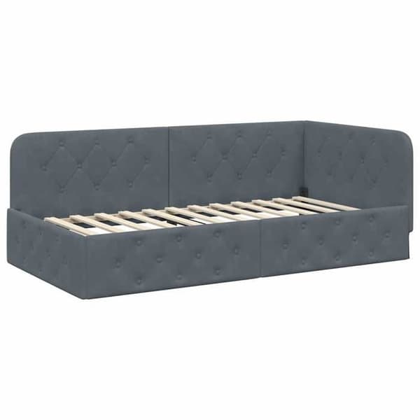 Maison Exclusive - Tummanharmaa kulmasänky 90 x 200 cm Sametti