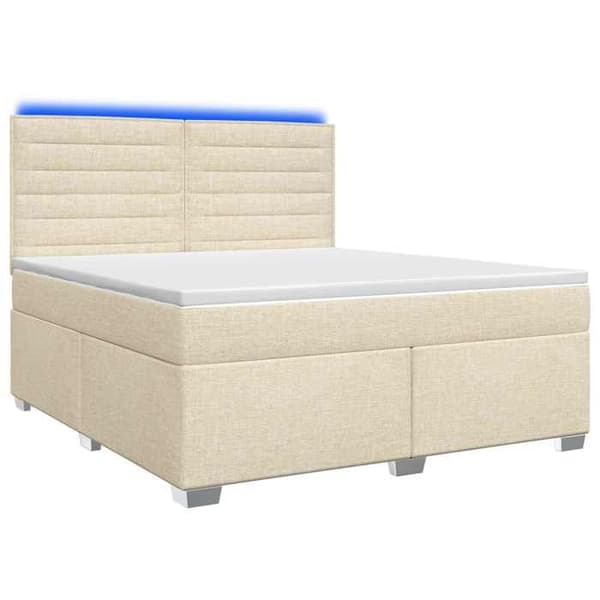 Maison Exclusive - Boxspring seng med madras Creme 140 x 190 cm Stof