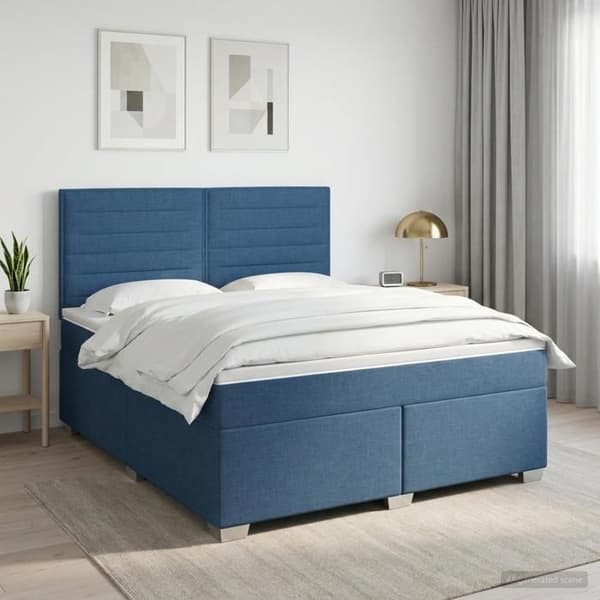 Maison Exclusive - Boxspring seng med madras Blå 140 x 190 cm Stof