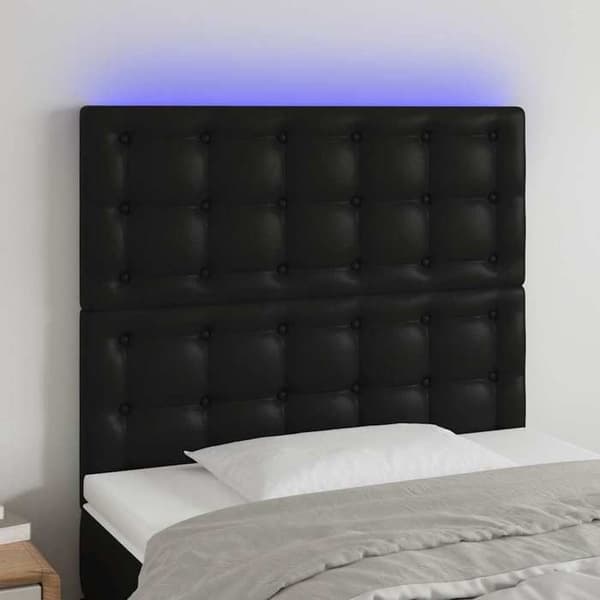 Maison Exclusive - LED Hovedgærde Sort 90x5x118/128 cm Simili-læder