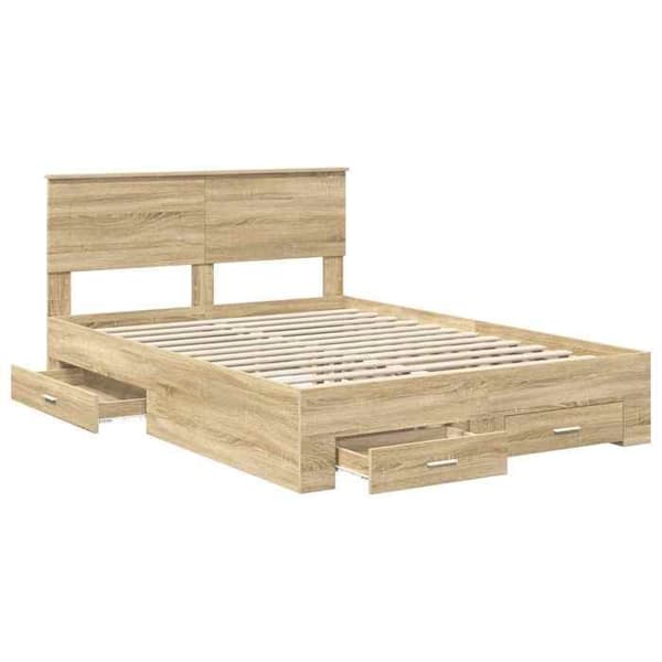 Maison Exclusive - Sängram Ek Sonoma 140 x 190 cm Ingenjörsträ