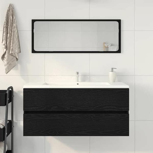 Maison Exclusive - Sort egetræ vaskeskab 100x38,5x45 cm ingeniørtræ