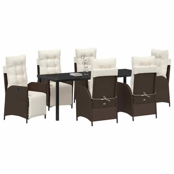 Maison Exclusive - 7 pc spisebordssæt til haven i brun polyrotin brun