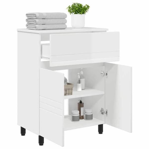 Maison Exclusive - Badrumsspegel med vit glans 60 x 35 x 80 cm