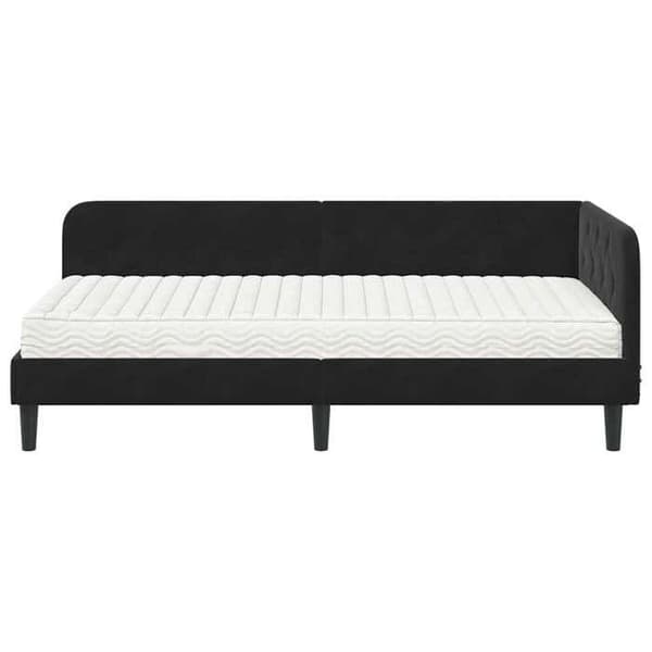 Maison Exclusive - Svart hörnsängram 90 x 190 cm Sammet