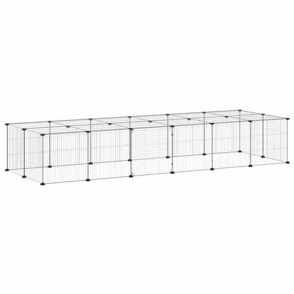 Maison Exclusive - Kæledyrbur med 28 paneler og dør Sort 210x70x35 cm