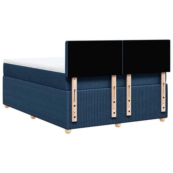 Maison Exclusive - Seng med lameller og madras Blå 160x200 cm Stof