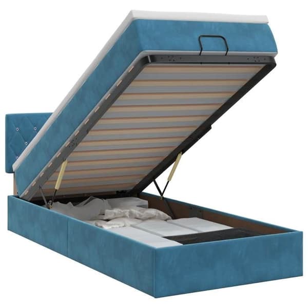 Maison Exclusive - Ottoman säng med mörkblå madrass 90 x 190 cm Sammet Mörkblå