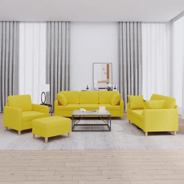 Maison Exclusive - Sæt af 4 sofaer med lysegule puder i stof