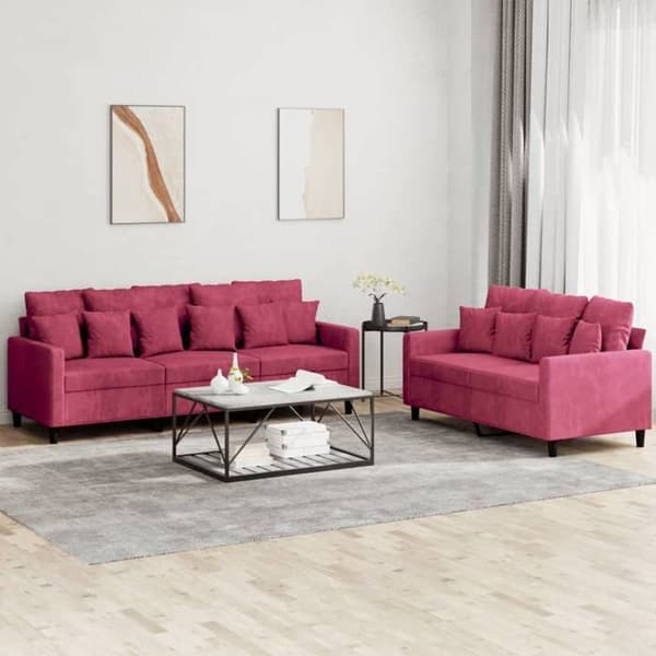 Maison Exclusive - Sæt af 2 sofaer med puder i Bordeaux rød velour