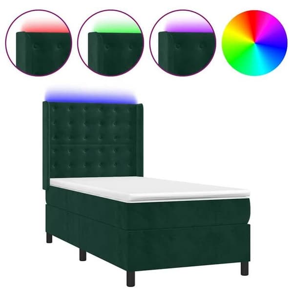 Maison Exclusive - Puu- ja sänkypatja LED Vihreä 90x200cm Sametti