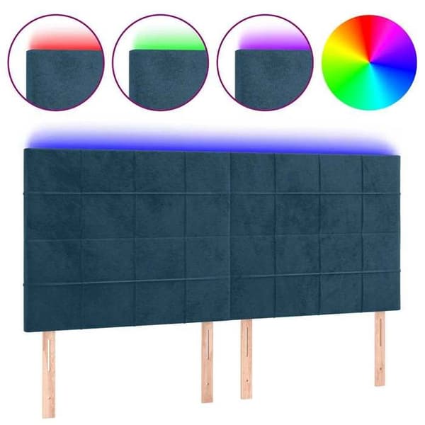 Maison Exclusive - Sänggavel med LED Blå mörk 180x5x118/128 cm Sammet Mörkblå