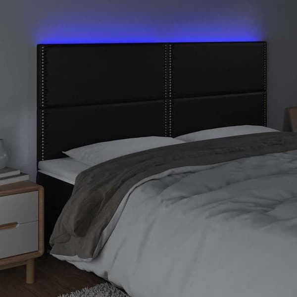 Maison Exclusive - LED Hovedgærde Sort 180x5x118/128 cm Simili Læder Svart