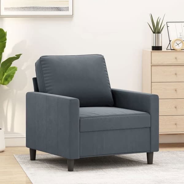 Stol - EKSKLUSIV HUS - 60 cm - Mørkegrå velour - Metalramme - Polstret sæde Mörkgrå