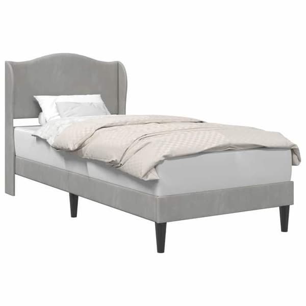 Maison Exclusive - Sängram med huvudgavel Ljusgrå 90 x 190 cm Sammet