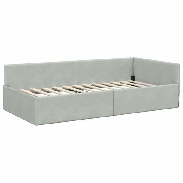 Maison Exclusive - Kulmasänky 2 osaa vaaleanharmaa 80 x 200 cm Ljusgrått