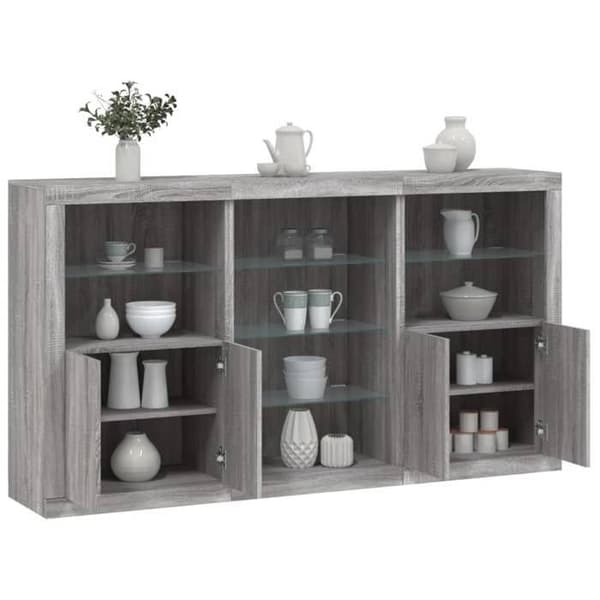 Maison Exclusive - Buffet med LED-lys sonoma grå 181,5x37x100 cm