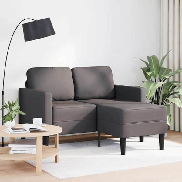 Maison Exclusive - 2-sits soffa med L-formad divan i grått 125 cm konstläder