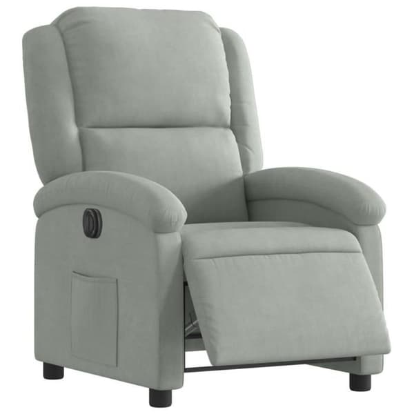 Maison Exclusive - Ljusgrå velour elektriskt justerbar fåtölj