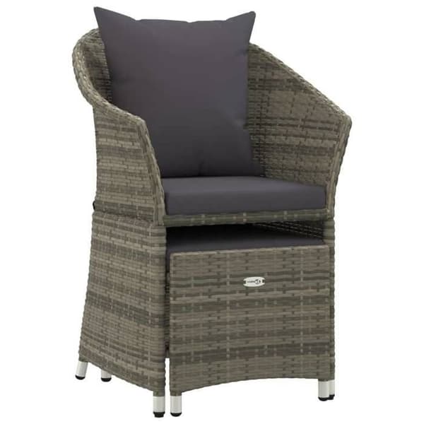 Maison Exclusive - Trädgårdsmöbler 2 delar med kuddar Grå Flätad resin