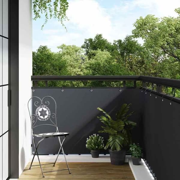 Balkongskärm - EXKLUSIV HUS - Rektangulär - 300 x 100 cm - Polyrotin - Antracit antracit