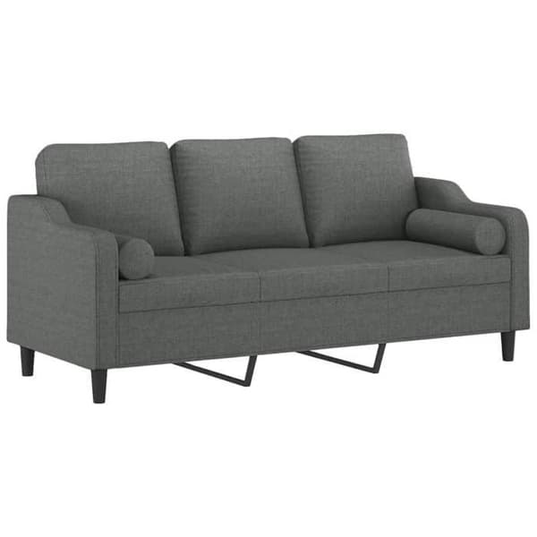 3-sitssoffa - Maison Exclusive - Mörkgrå - Polyester tyg - Metallram 198x77x80 cm mörkgrå