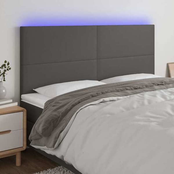 Maison Exclusive - LED Hovedgærde Grå 160x5x118/128 cm Simil læder
