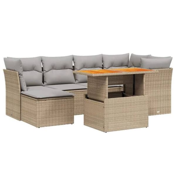Maison Exclusive - Trädgårdsmöbler med kuddar 7 delar beige flätad resin beige