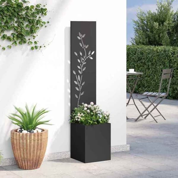 Maison Exclusive - Have skærm med blomsterdesign i sort 32 x 32 x 150 cm Svart
