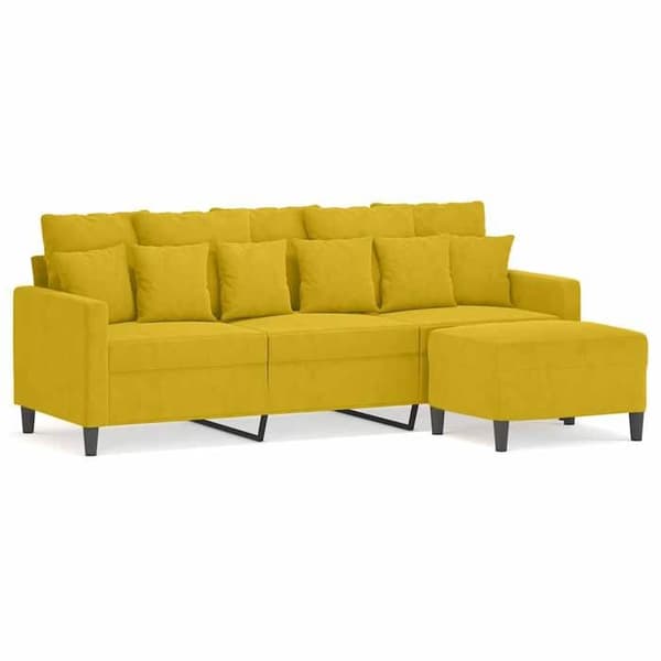 Maison Exclusive - 3-sits soffa med gul fotpall 180 cm sammet Gul