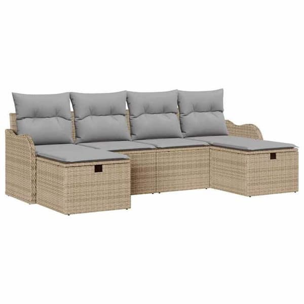 Maison Exclusive - 6 osan beige polyrottinkinen puutarhakalustesetti