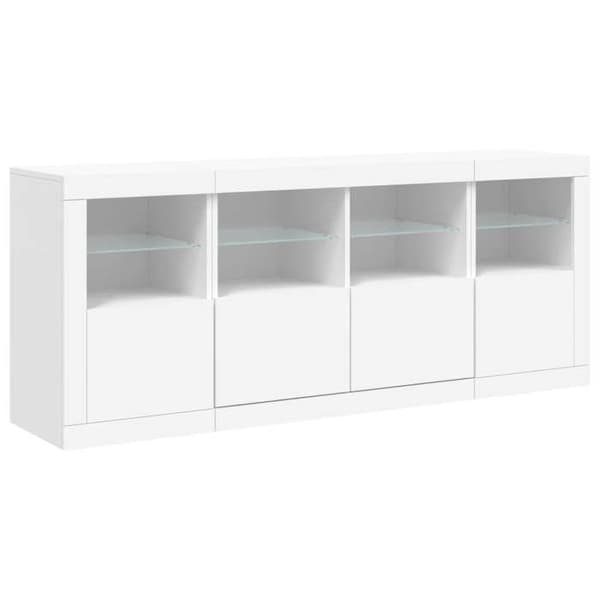 Buffet bas - EKSKLUSIVT HUS - 163x37x67 cm - Hvid - Indbyggede RGB LED - Spånplader Vit