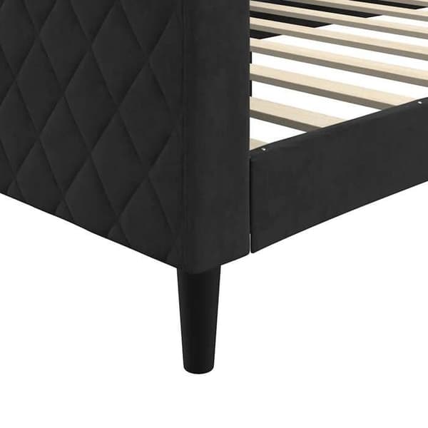 Dagseng - EKSKLUSIV HUS - Hvile seng - Sort velour - 90x190 cm - Lamelseng svart