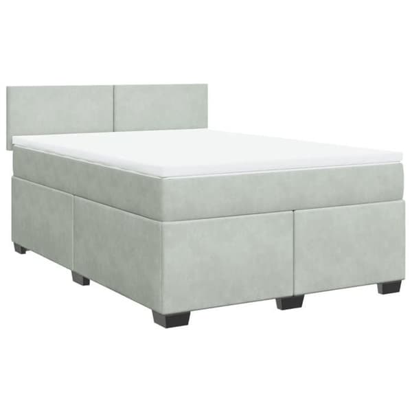 Maison Exclusive - Seng solid bund med socker og madras Grå 160x200cm Velour