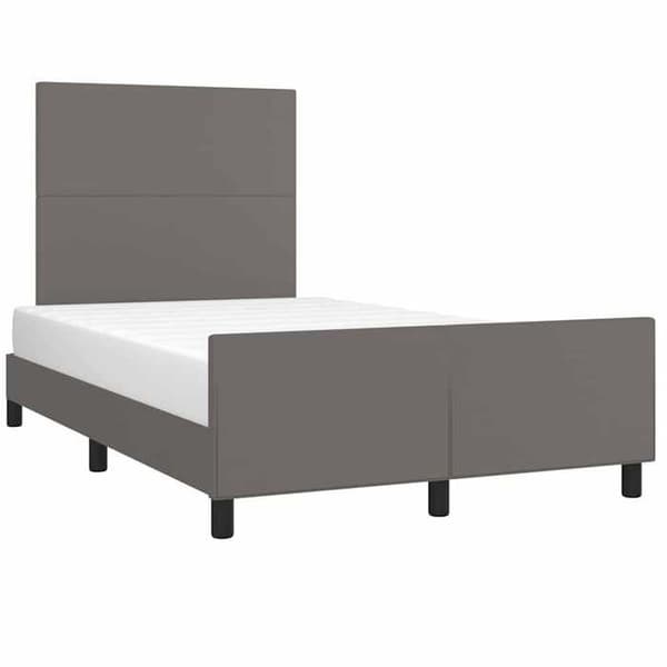 Sengestel - EKSKLUSIV HUS - 120x200 cm - Syntetisk læder - Grå - Justerbar hovedgærde grå