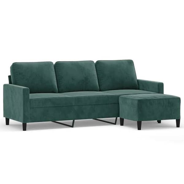 Maison Exclusive - 3-sitssoffa med fotpall Mörkgrön 180 cm Sammet