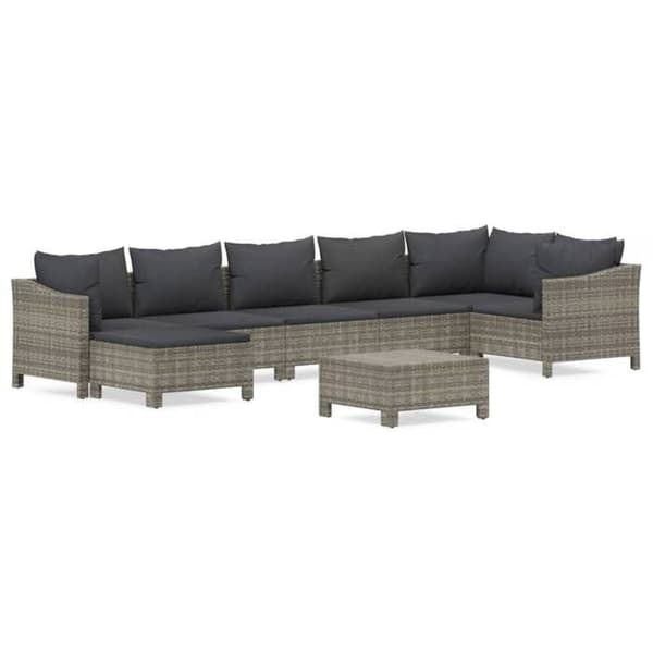 Maison Exclusive - Trädgårdsmöbler 8 delar med kuddar Grå Flätad resin