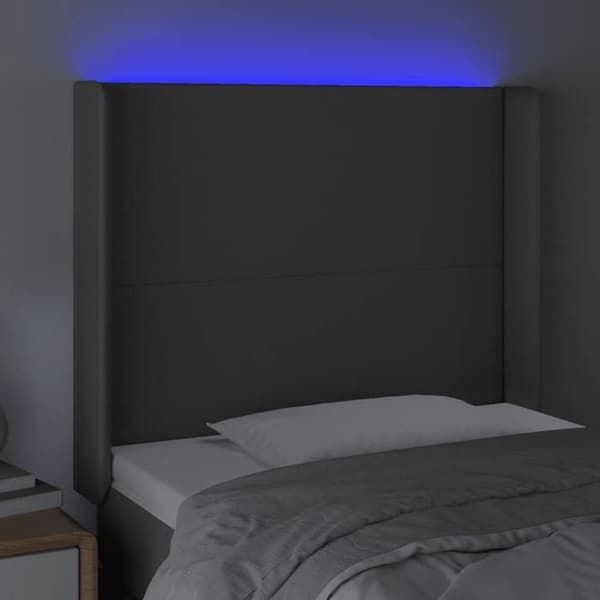 Maison Exclusive - LED Hovedgærde Grå 93x16x118/128 cm Syntetisk Læder