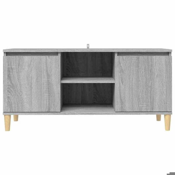 Maison Exclusive - TV-möbel med ben i solid Sonoma-grått trä 103,5x35x50 cm