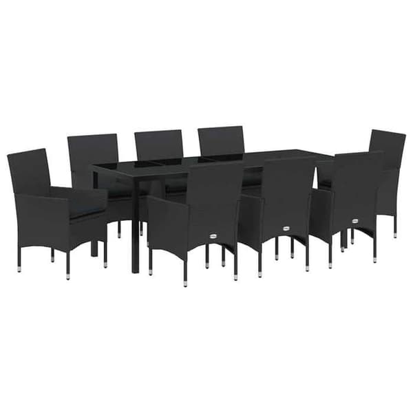 Maison Exclusive - 9 pc have spisebordssæt i sort polyrotin Svart