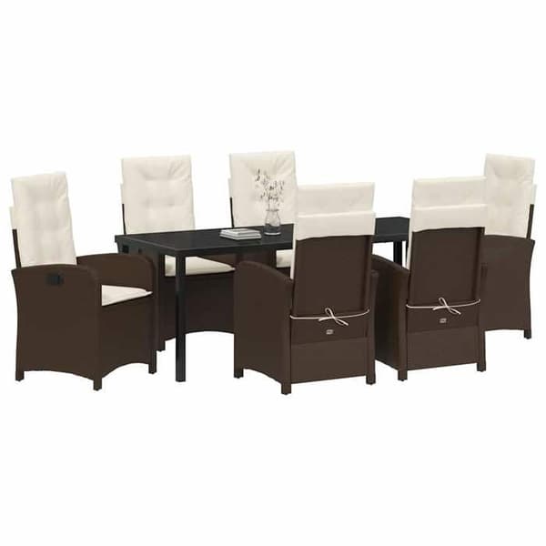 Maison Exclusive - 7 pc spisebordssæt til haven i brun polyrotin brun