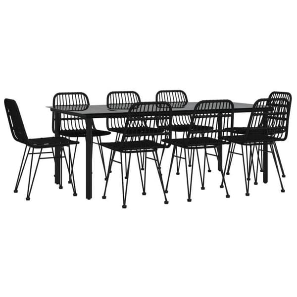 Maison Exclusive - Trädgårdsset 9 delar Svart Flätad Resin