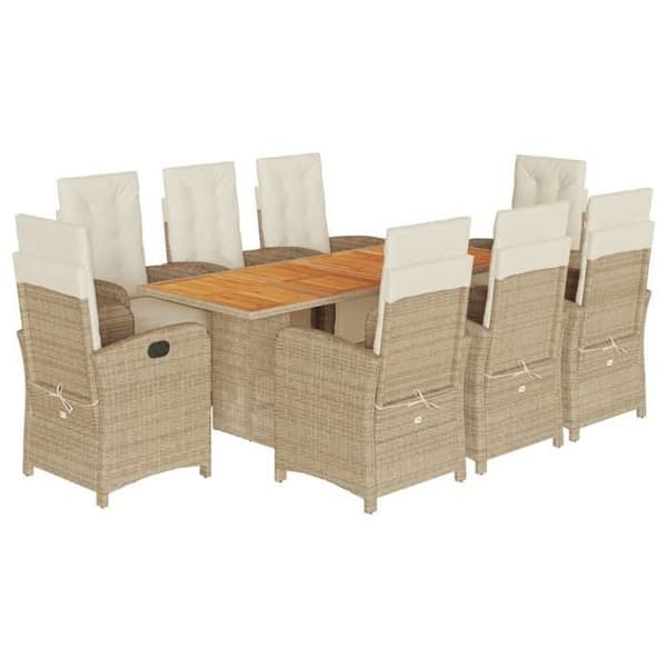 Maison Exclusive - Puutarhakalusteryhmä ja tyynyt 9 kpl beige Polyrottinki
