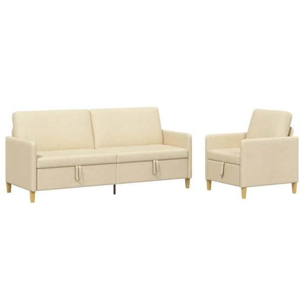 Maison Exclusive - Soffa med förvaring 2 st 4 platser Kräm 192 x 78 x 87 cm Grädde