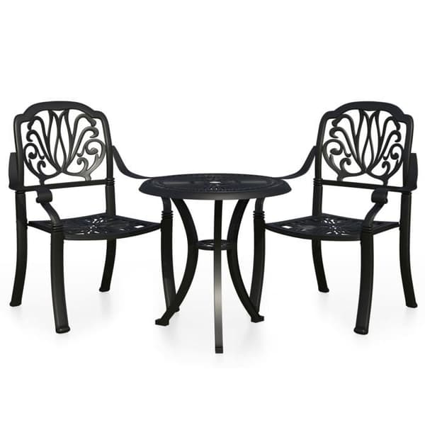 Maison Exclusive - Bistro sæt 3 stk Aluminium støbt Sort Svart