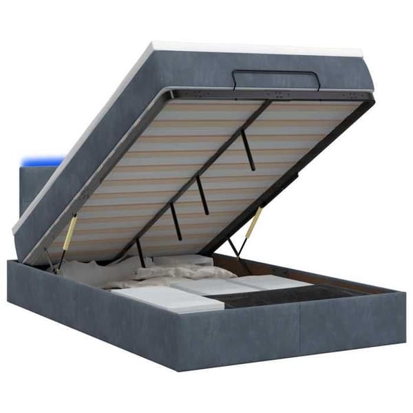 Litsäng - EXKLUSIVT HUS - 120 x 190 cm - Mörkgrå sammet - Medium fasthet - Inbyggd LED & förvaring Mörkgrå