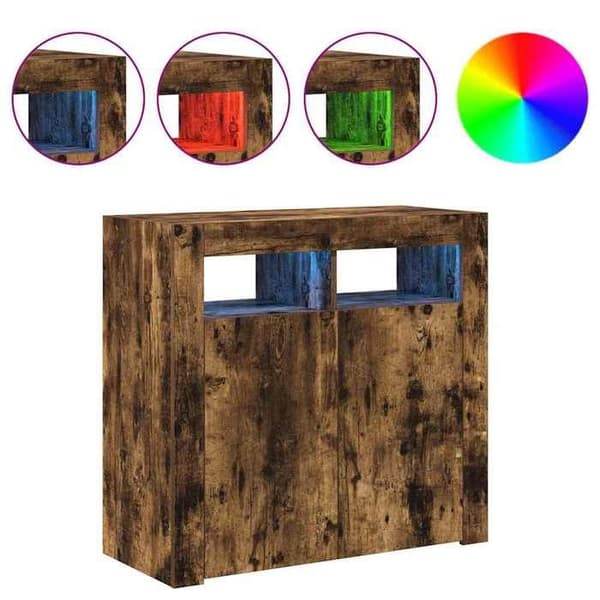 Maison Exclusive - Buffé med LED-lampor, rökig ek 80x35x75 cm