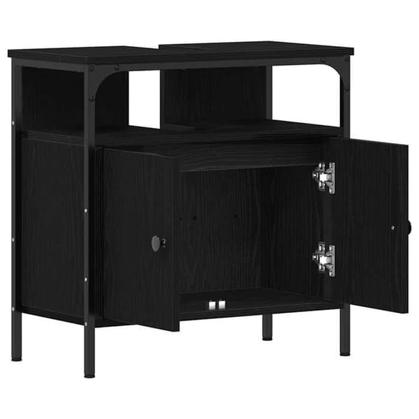 Maison Exclusive - Badeværelsesskab med vask i sort eg 60x30x60 cm
